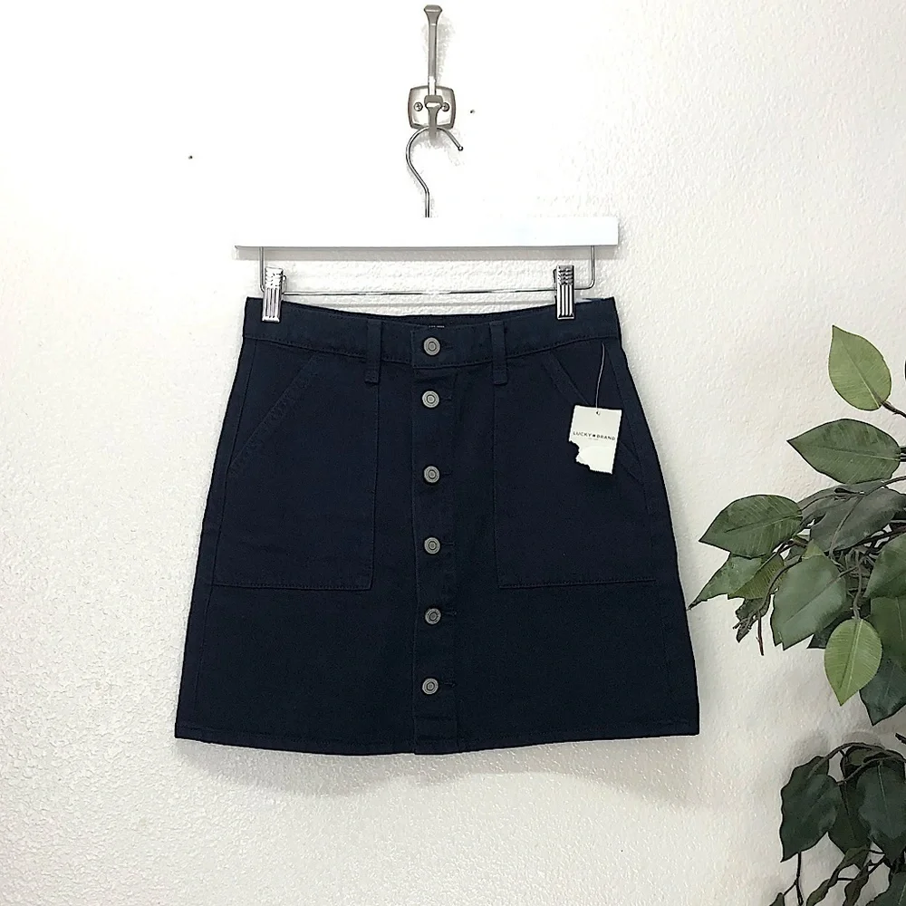 NWT Lucky Brand Blue Button Skirt